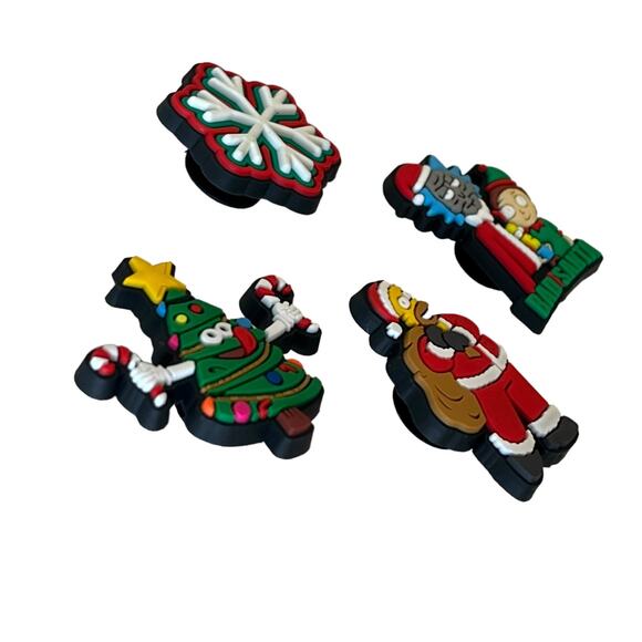 NEW The Simpsons Christmas SHOE CHARMS 4pc for Croc Shoes Zippers Tree Santa - Picture 2 of 4